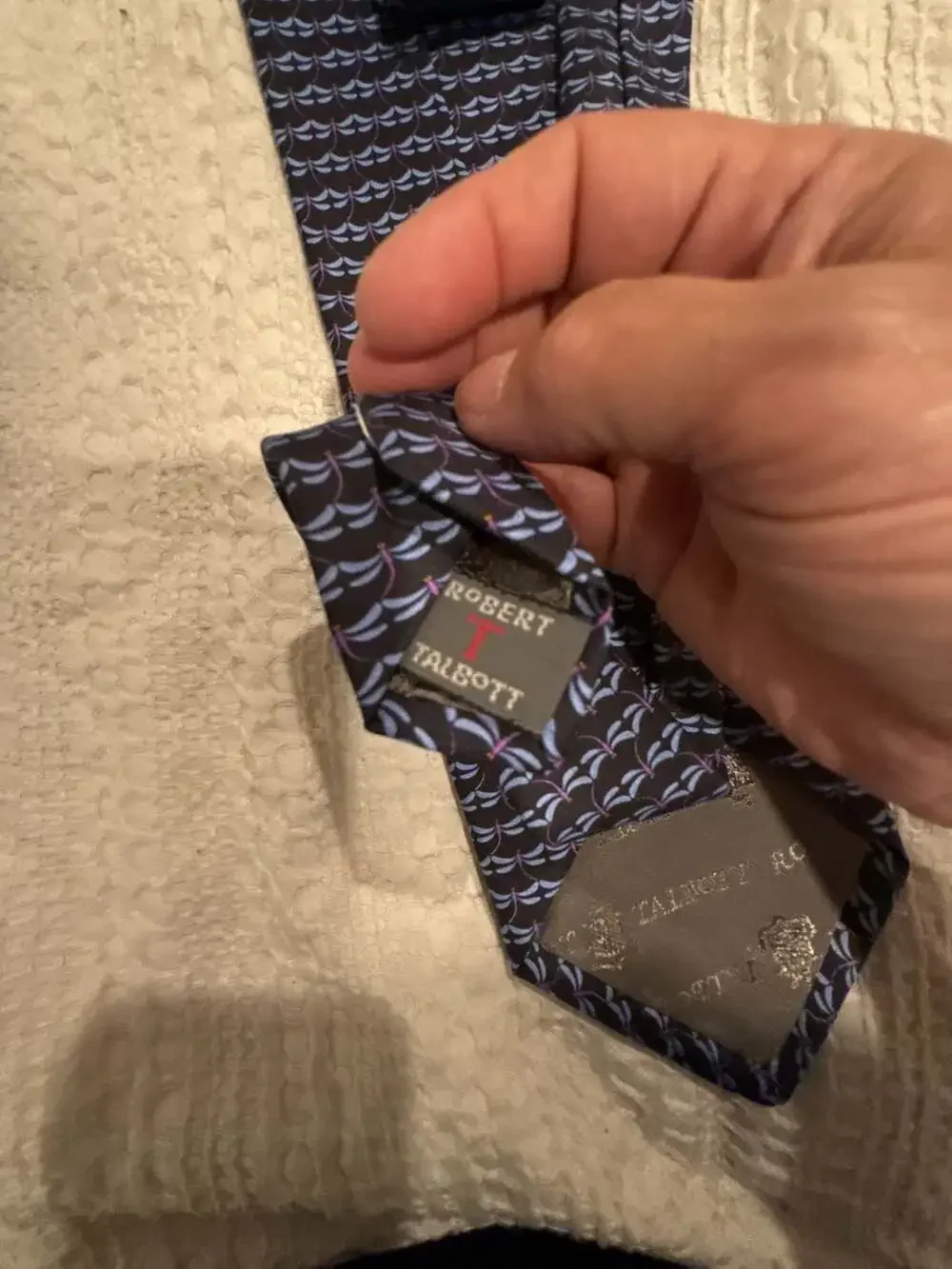 Robert Talbott Silk Tie Navy Blue Dragonfly Print
